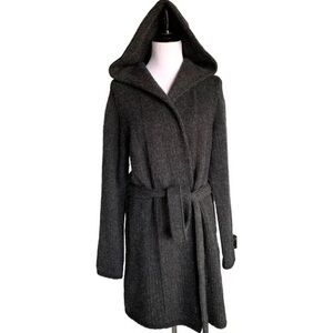 RALPH LAUREN LRL Lauren Jeans Co Coat Duster Belted Black Grey Cardigan